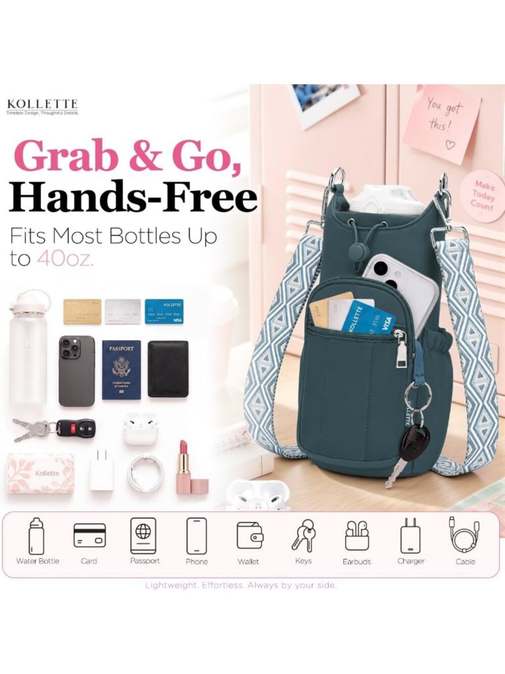 Hands-Free Crossbody Water Bottle Holder Bag for Women - Perfect Daily Accessory - Picture 6 of 9